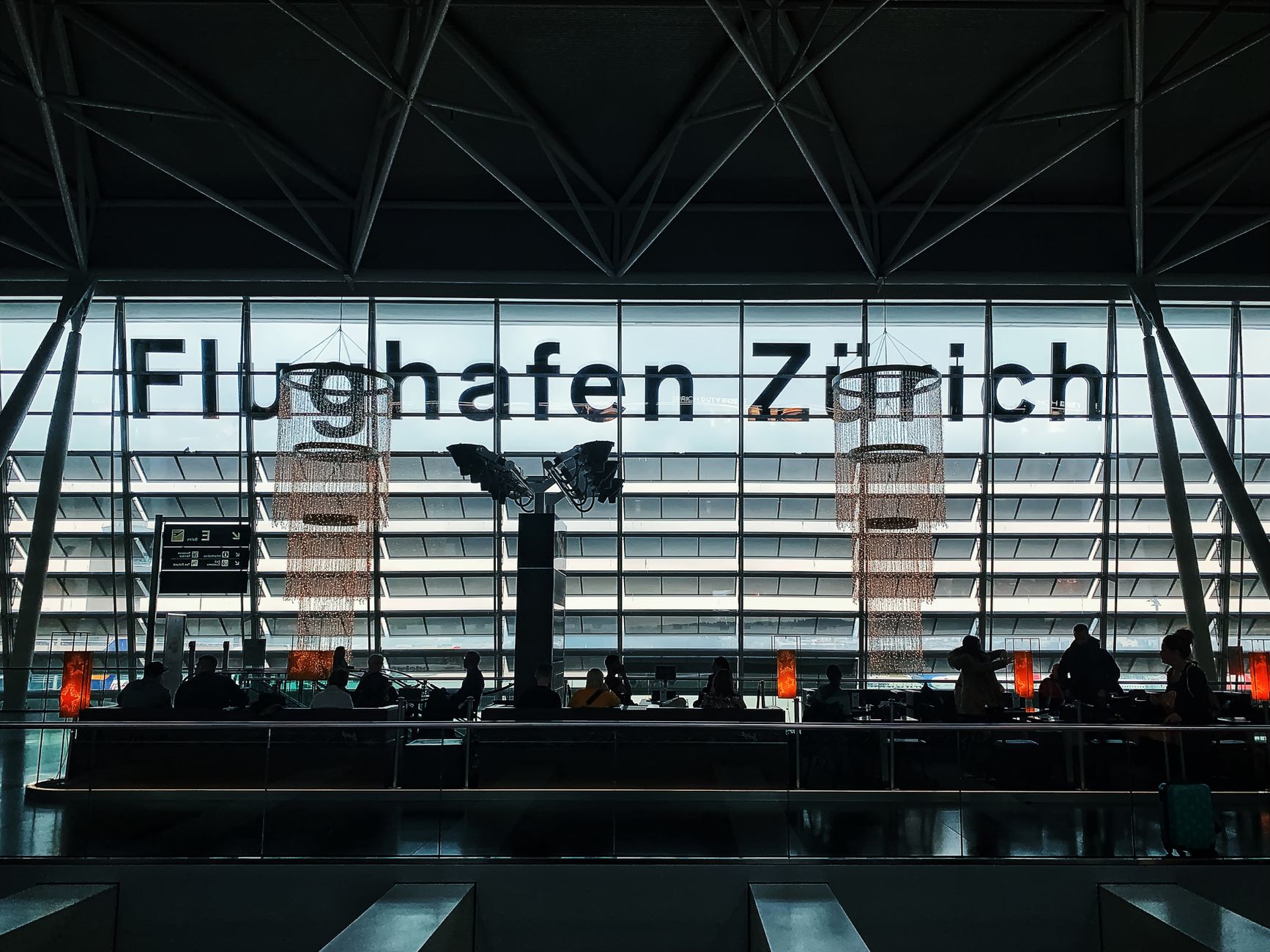 Airport lounge with comfortable seating and amenities